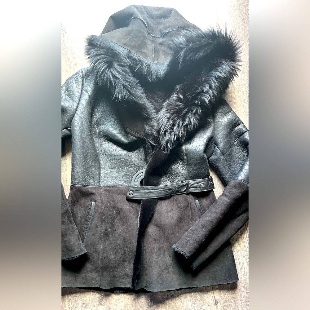 💯 natural sheepskin coat, very warm, elegant, size M, used